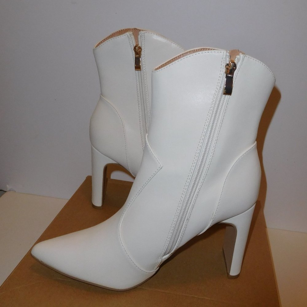 Womens Western Ankle Boots High Heels Slim Block Pointed Toe Zipper--7.5 NWOT